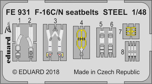 Eduard FE931 Etched Aircraft Detailling Set 1:48 Locheed-Martin F-16C/N Fighting