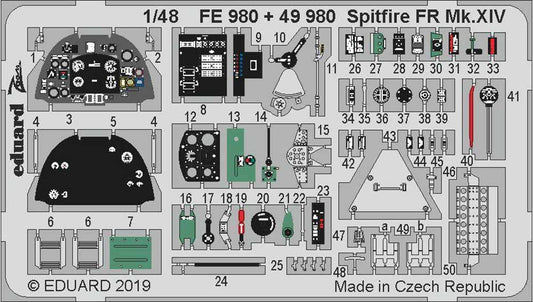 Eduard FE980 Etched Aircraft Detailling Set 1:48 Supermarine Spitfire FR Mk.XIV
