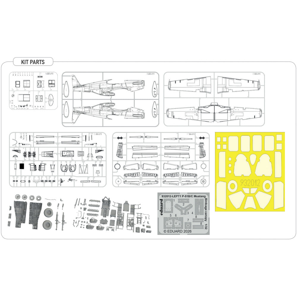 Eduard Royal Hybrid P-51B/C Mustang Birdcage 1:32 Model Kit 932011