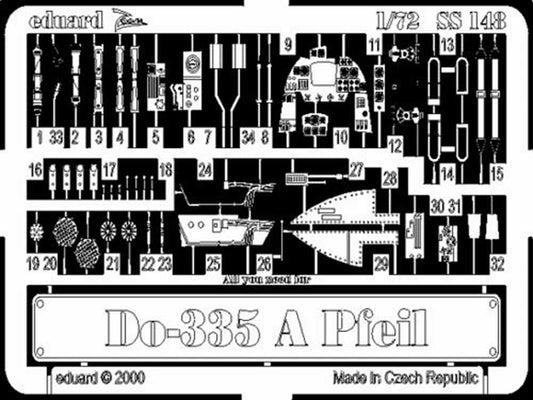 Eduard SS148 Etched Aircraft Detailling Set 1:72 Dornier Do-335