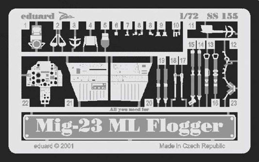 Eduard SS155 Etched Aircraft Detailling Set 1:72 Mikoyan MiG-23 ML Flogger