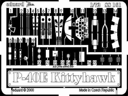 Eduard SS161 Etched Aircraft Detailling Set 1:72 Curtiss P-40E Kittyhawk/Warhawk