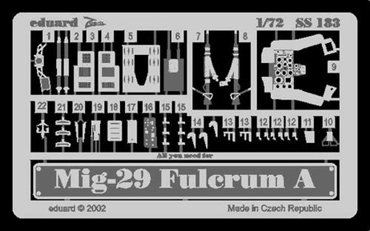 Eduard SS183 Etched Aircraft Detailling Set 1:72 Mikoyan MiG-29 'Fulcrum' A