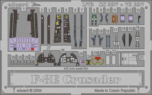 Eduard SS227 Etched Aircraft Detailling Set 1:72 Vought F-8E Crusader Pre-painte
