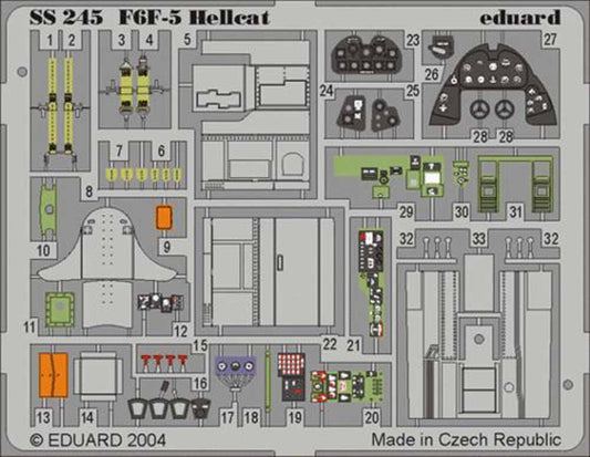 Eduard SS245 Etched Aircraft Detailling Set 1:72 Grumman F6F-5 Hellcat Pre-paint
