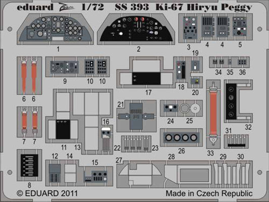 Eduard SS393 Etched Aircraft Detailling Set 1:72 Mitsubishi Ki-67 Hiryu 'Peggy'