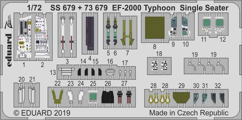 Eduard SS679 Etched Aircraft Detailling Set 1:72 Eurofighter EF-2000 Typhoon Sin