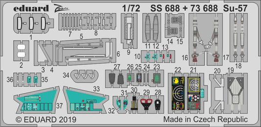 Eduard SS688 Etched Aircraft Detailling Set 1:72 Sukhoi Su-57 Frazor