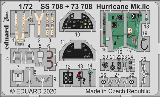 Eduard SS708 Etched Aircraft Detailling Set 1:72 Hawker Hurricane Mk.IIc