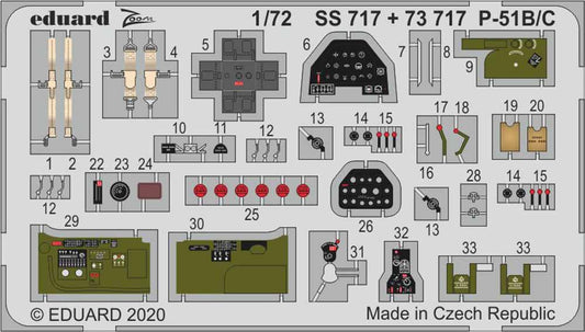 Eduard SS717 Etched Aircraft Detailling Set 1:72 North-American P-51B/C Mustang