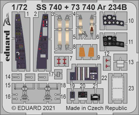 Eduard SS740 Etched Aircraft Detailling Set 1:72 Arado Ar-234B 1/72