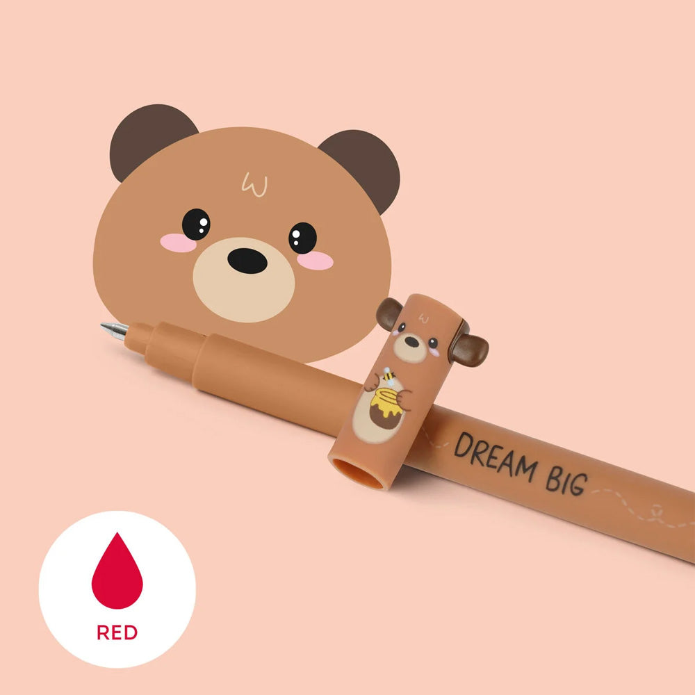 Legami Erasable Pen - Teddy Bear - 0.7 mm - Red Ink