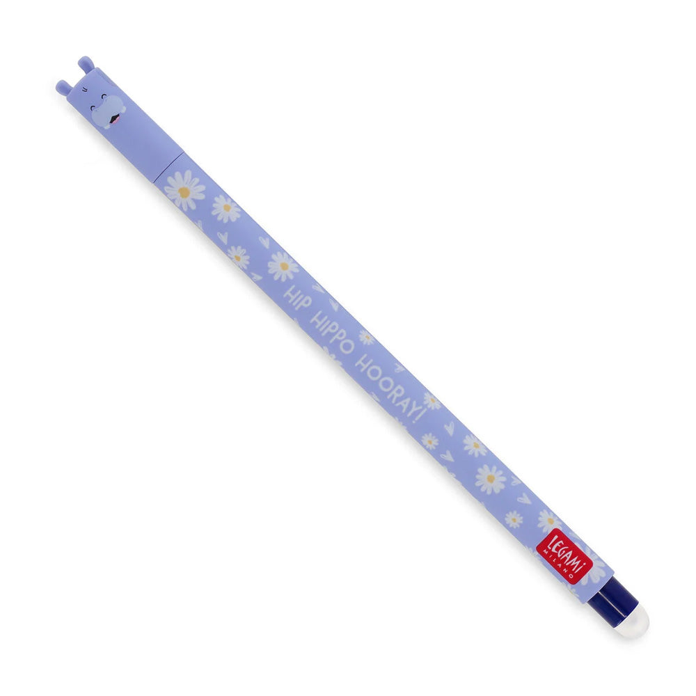 Legami Erasable Pen - Hippo - 0.7 mm - Blue Ink