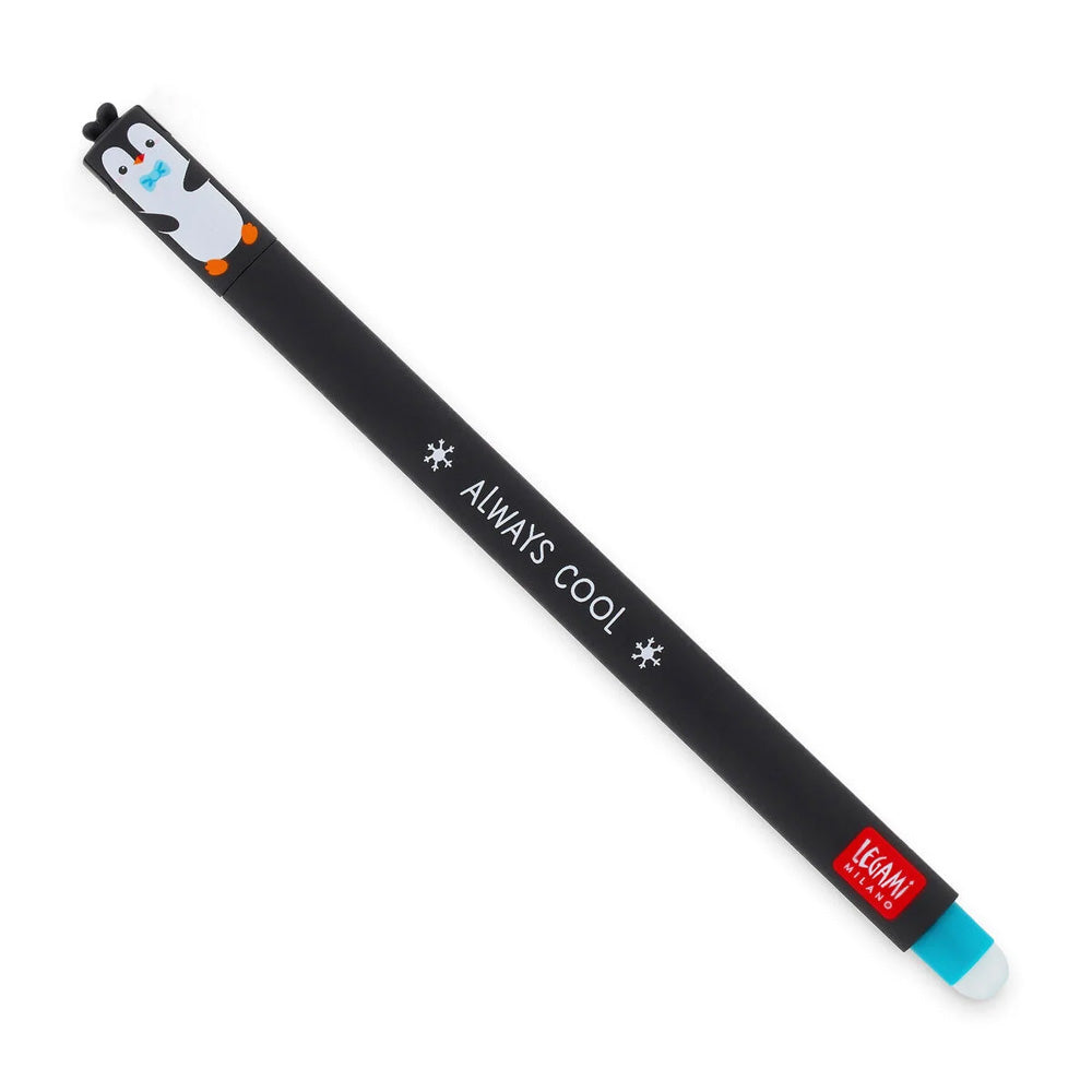 Legami Erasable Pen - Penguin - 0.7 mm - Turquoise Ink
