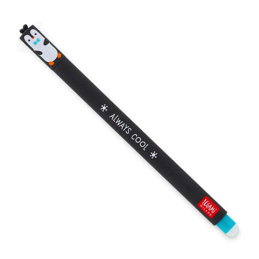 Legami Erasable Pen - Penguin - 0.7 mm - Turquoise Ink