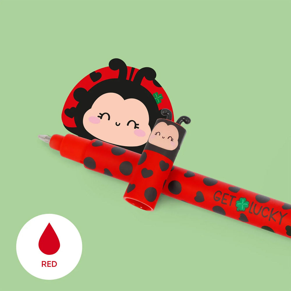 Legami "Get Lucky" Ladybug/Ladybird Erasable Gel Pen - Red Ink