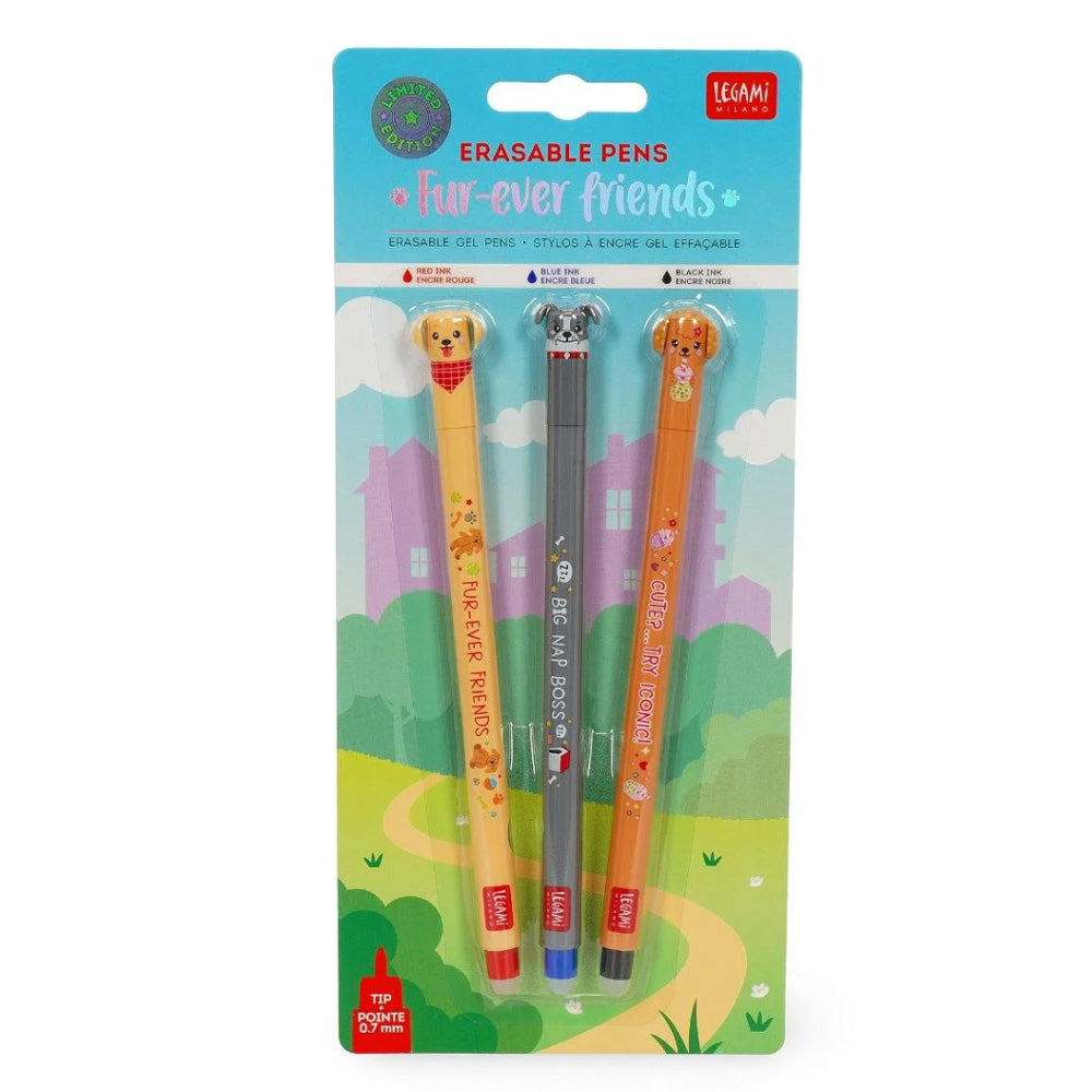 Legami Fur-Ever Friends Erasable Gel Pens Limited Edition Set of 3