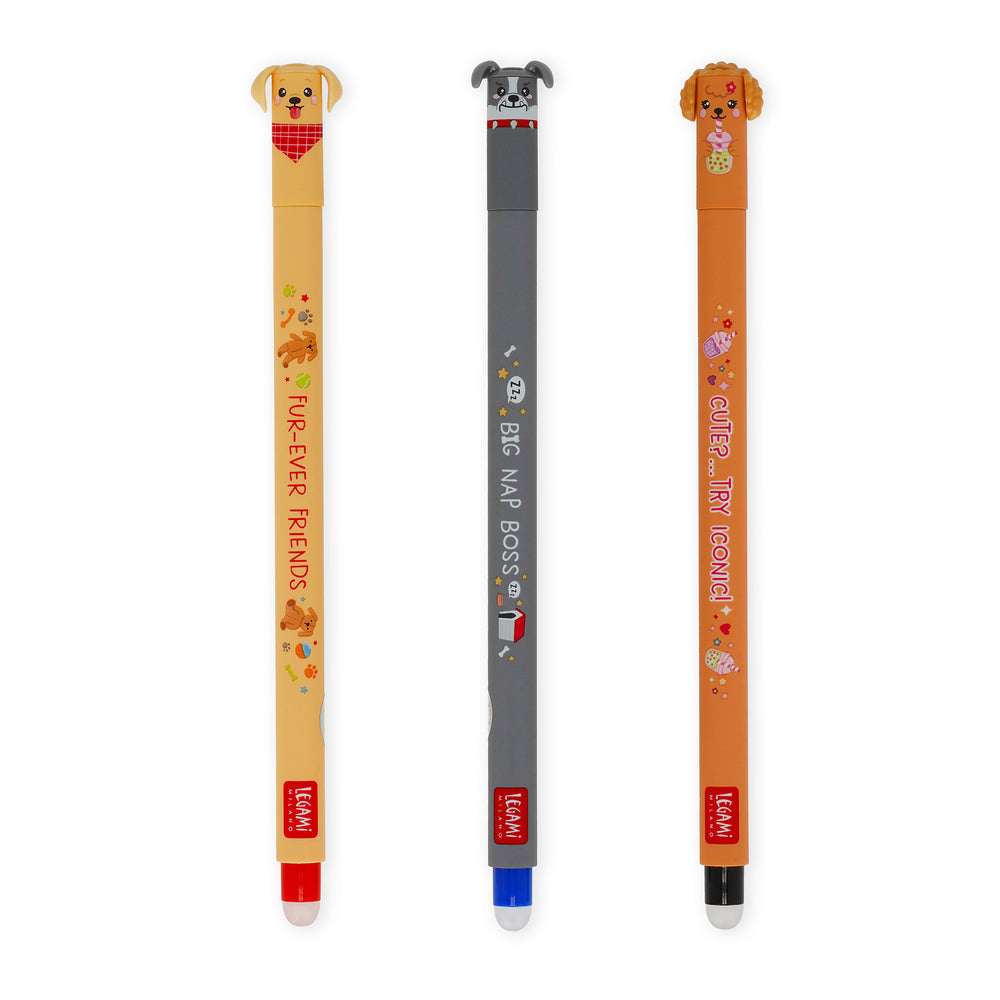 Legami Fur-Ever Friends Erasable Gel Pens Limited Edition Set of 3