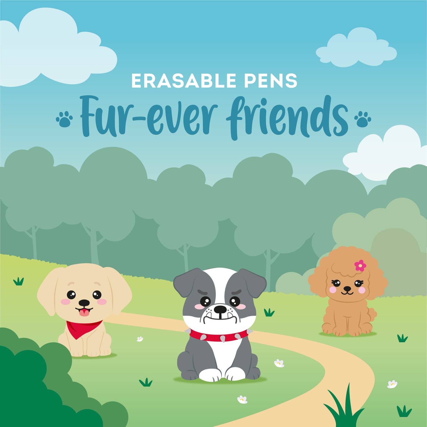 Legami Fur-Ever Friends Erasable Gel Pens Limited Edition Set of 3