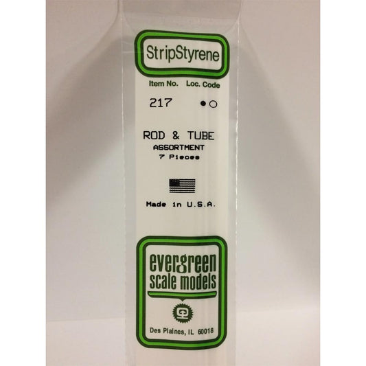 Evergreen 217 - 0.025"-0.188" Assorted Polystyrene 14"/35cm Rod & Tubes 7pcs