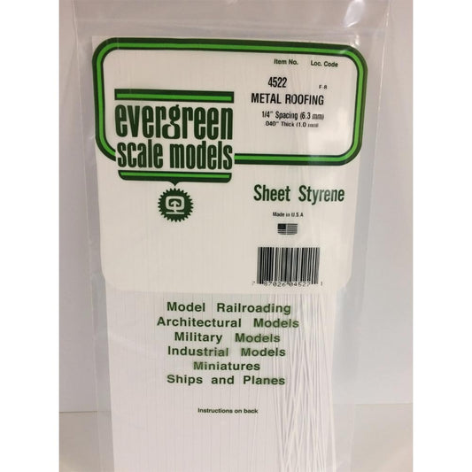Evergreen 4522 - 0.25" Polystyrene Standing Seam Roofing Sheet 6" x 12"