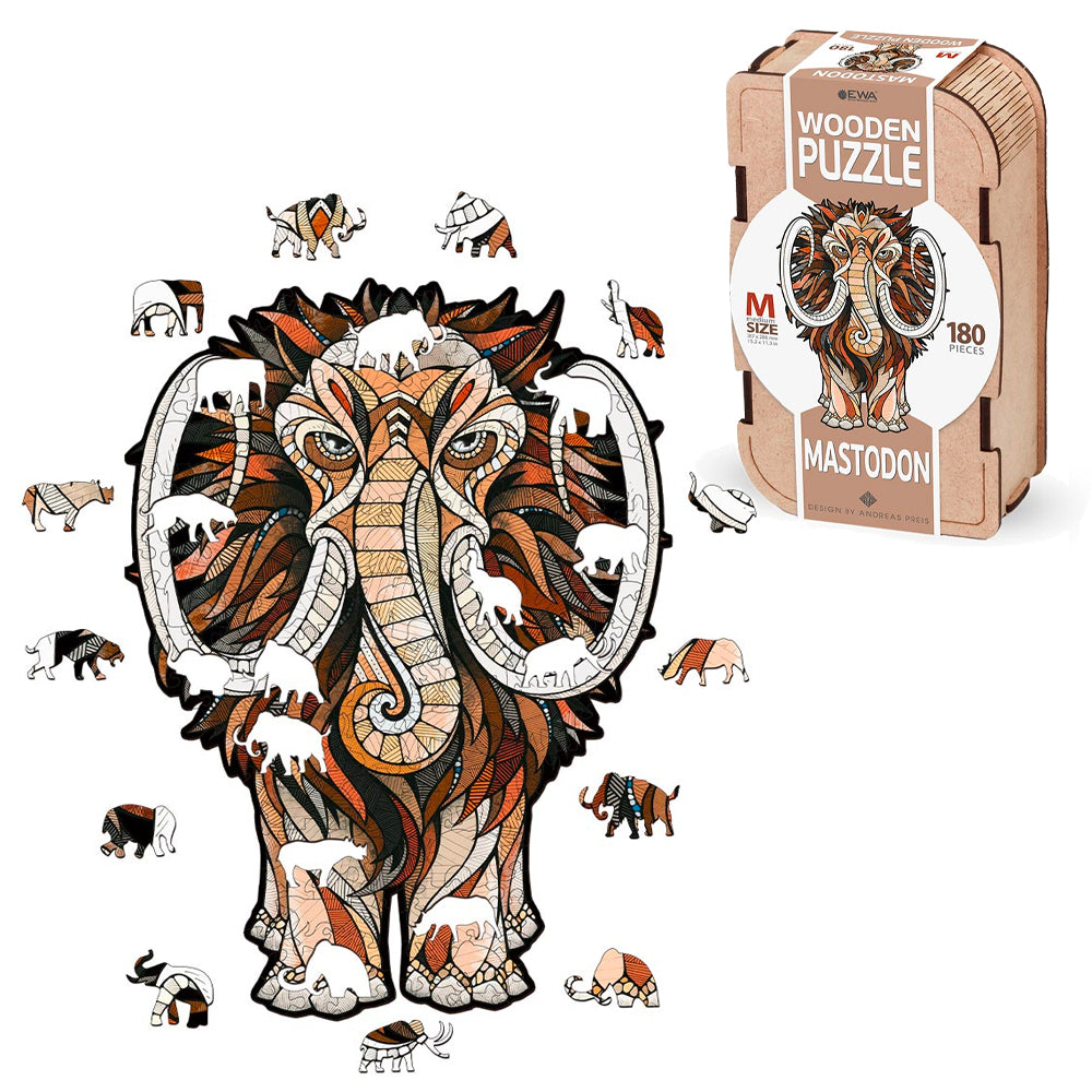 Eco Wood Art - Mastodon Wooden Puzzle 180pcs - Medium Wooden Box