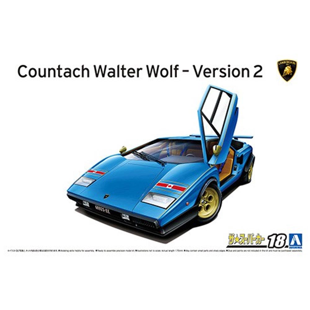 Aoshima 06383 Lamborghini Wolf Countach '76 Version 2 1:24 Model Kit