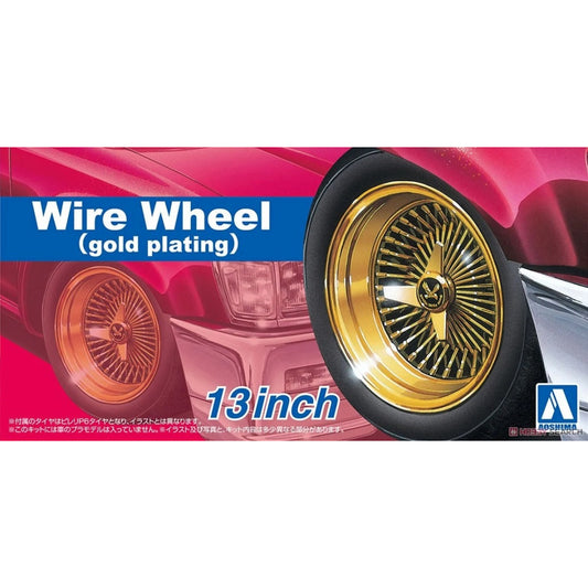 Aoshima 06627 Wire Wheels (Gold Plating) 13 Inch 1:24 Model Kit Detail Set