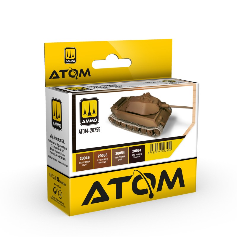 ATOM Red Primer Modulation Acrylic Paint Set (4x20ml) Ammo by Mig 20755