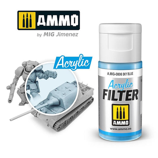 Ammo by MIG Acrylic Filter Sky Blue High quality Acrylic Filter 15ml A.MIG-806