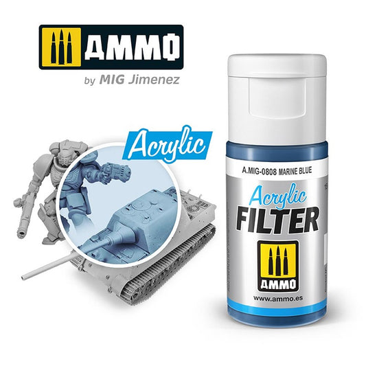 Ammo by MIG Acrylic Filter Marine Blue High quality Acrylic Filter 15ml A.MIG-808