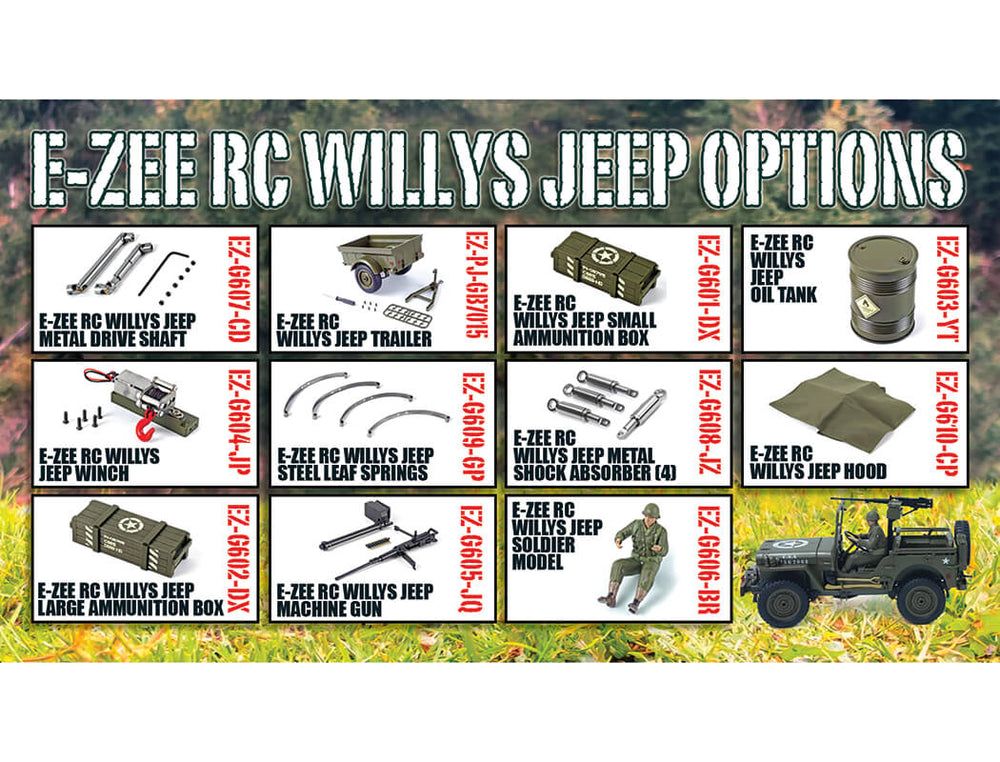E-ZEE RC 4WD RC Willys Jeep w/LED Lights 1:10 EZ-G2068