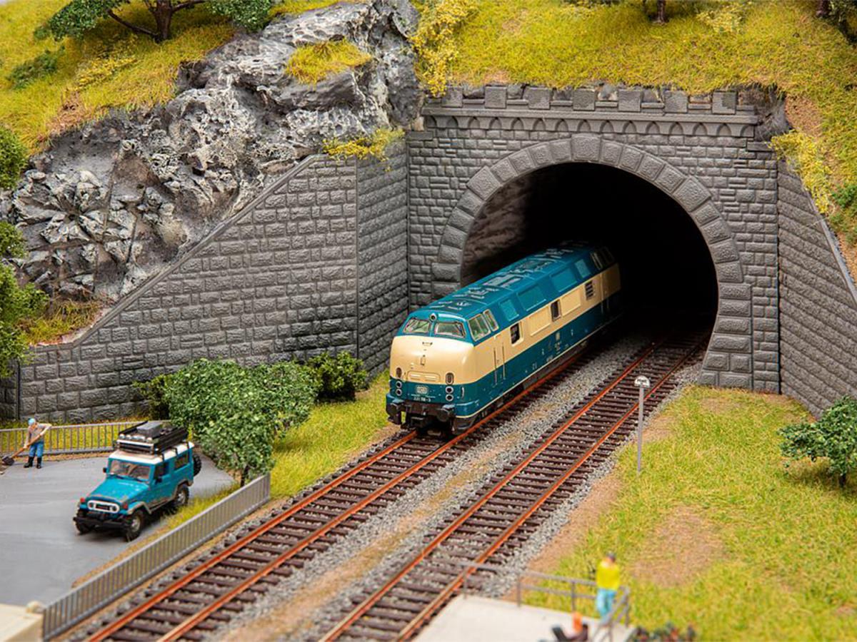 Faller Double Track Ashlar Tunnel Portals (2) Kit I HO Gauge FA120578