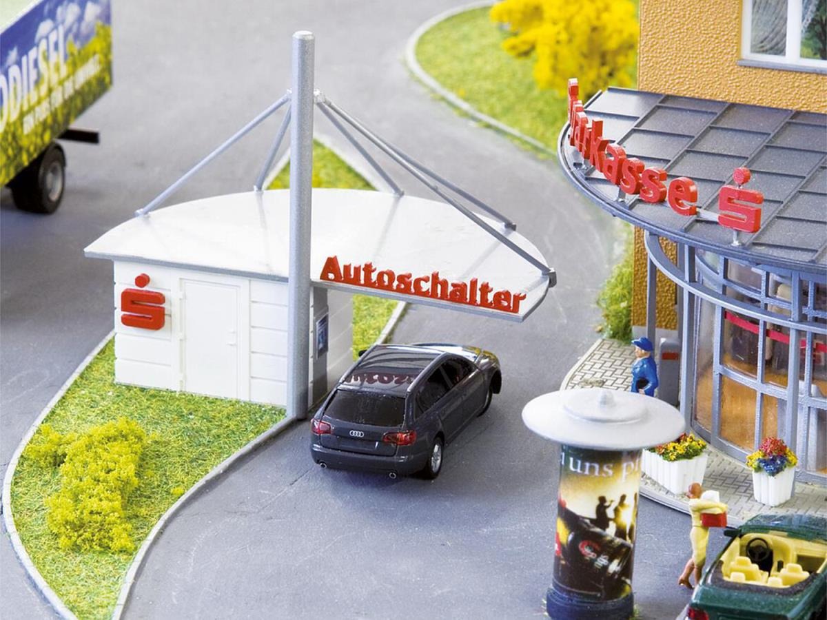 Faller FA130480 Savings Bank w/Drive In Counter Kit HO Gauge