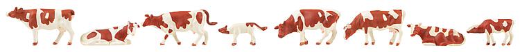 Faller Cows Brown/White (8) Figure Set FA151903 HO Scale