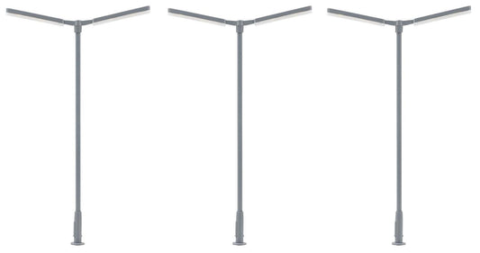 Faller LED Straight Dbl Arm Street Light Cool White 95mm (3) FA180122 HO Gauge