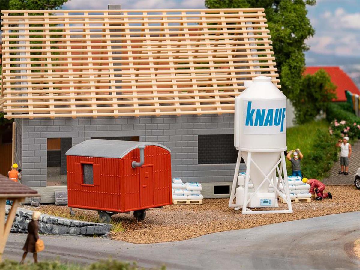 Faller Knauf Plaster Silo with Construction Trailer Kit IV FA180389 HO Gauge