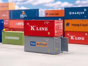 Faller 20' Container Set (2) K-Line/P&O V HO Gauge 182006