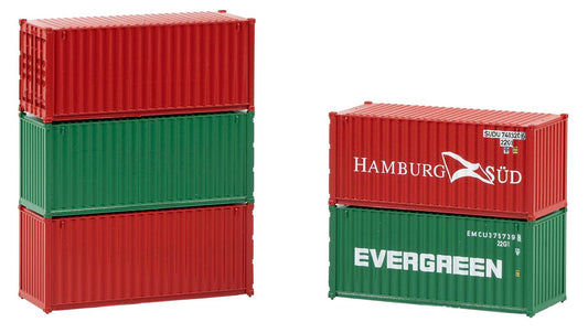 Faller 20' Container Set (5) IV FA182051 HO Gauge