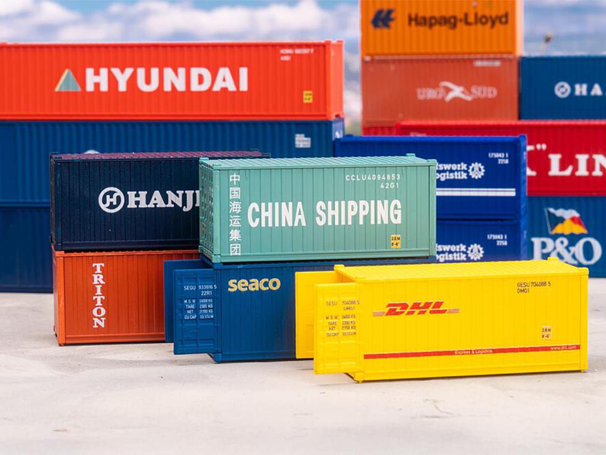 Faller 20' Container Set (5) VI HO Gauge 182057