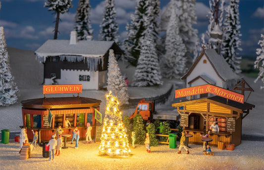 Faller Christmas Market Stalls (2) Anniversary Model Kit VI FA190092 HO Gauge