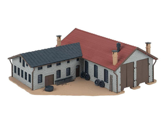Faller FA222106 Locomotive Shed (2 Road) w/Workshop Kit II N Gauge