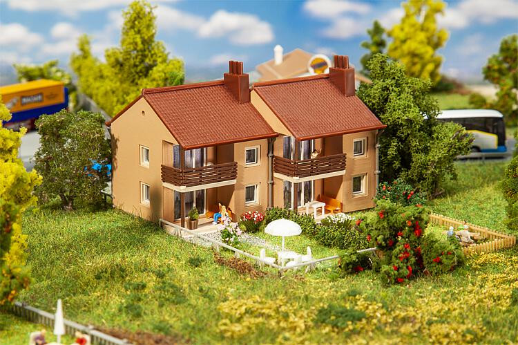 Faller Semi Detached Houses Hobby Kit w/Lighting III FA232573 N Gauge