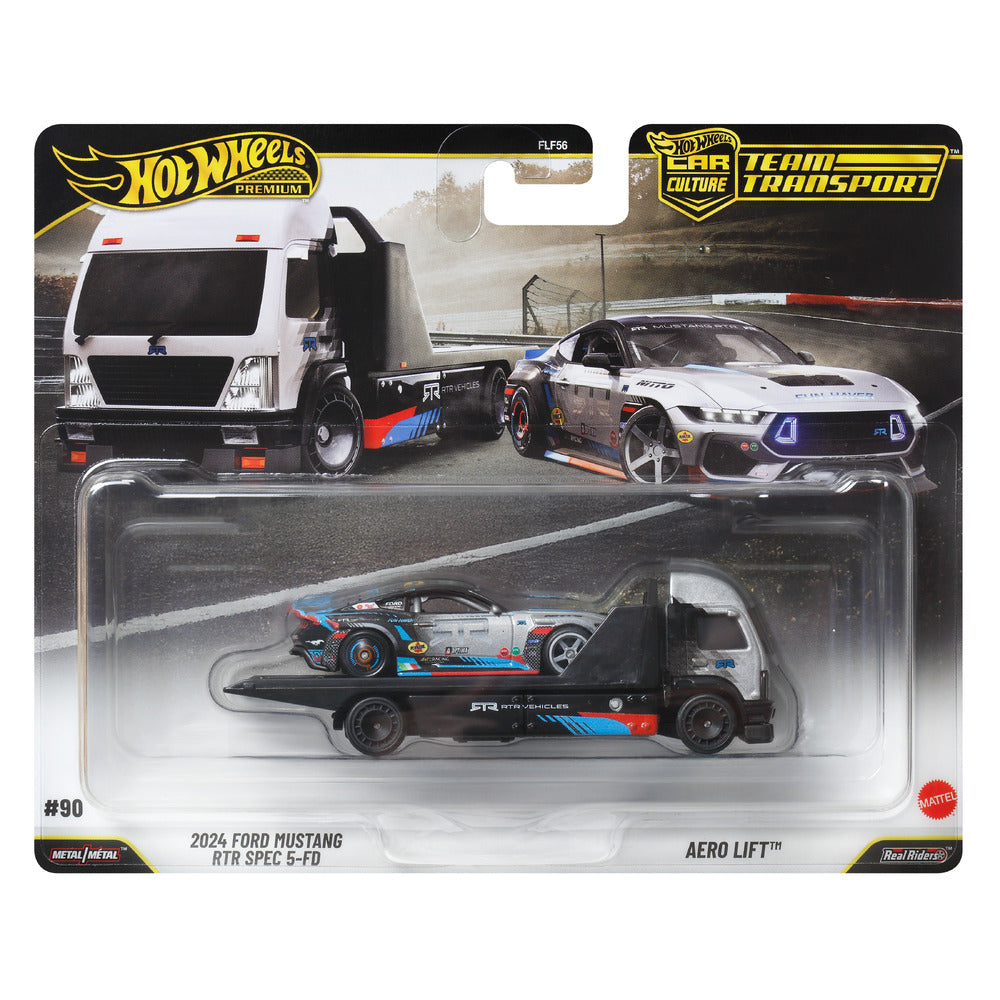 Hot Wheels Team Transport 2024 Ford Mustang RTR 5-FD w/Aero Lift Mattel JHX92