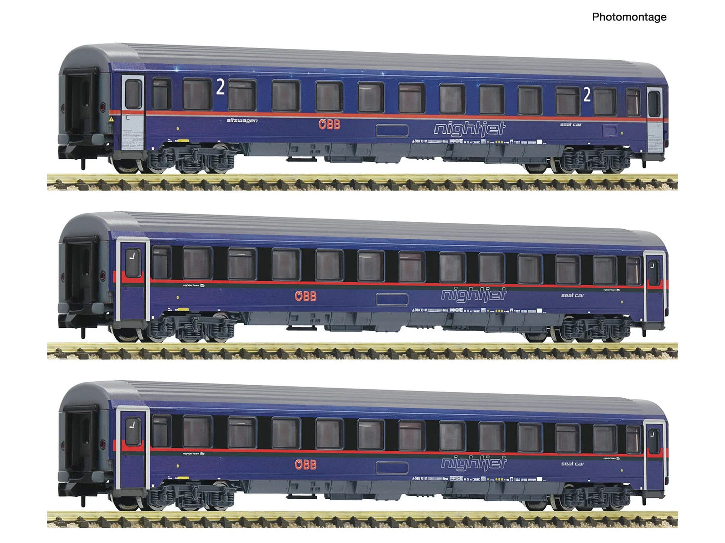 Fleischmann OBB Nightjet Bmz Eurofima Coach Set (3) VI N Gauge FM6260084