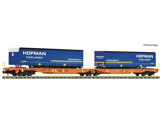 Fleischmann Wascosa T2000 Dbl Pocket Wagon w/Hofman Trailer Load VI FM6660118
