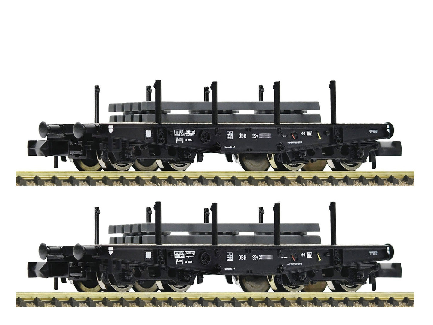 Fleischmann OBB Ssy Heavy Duty Flat Wagon w/Slab Load Set (2)III 6660134 N Gauge