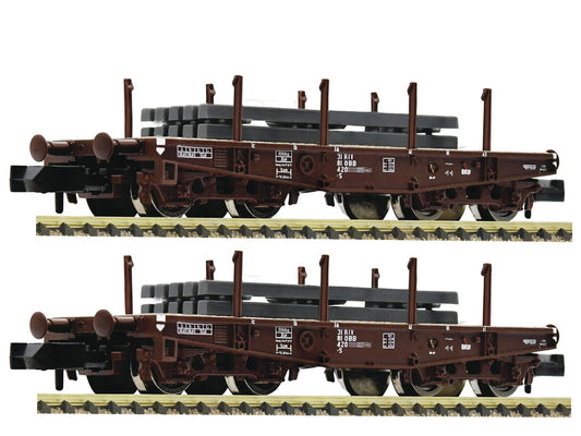 Fleischmann OBB Ssy Heavy Duty Flat Wagon w/Slab Load Set (2) IV 6660135 N Gauge
