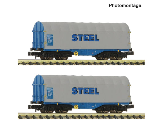 Fleischmann OBB Shimmns STEEL Sliding Tarpaulin Wagon Set 2 VI N Gauge FM6660173