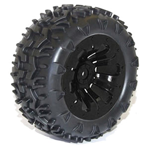 FTX Carnage Mounted Wheels & Tyres Black Complete Pair 1/10 FTX6310B